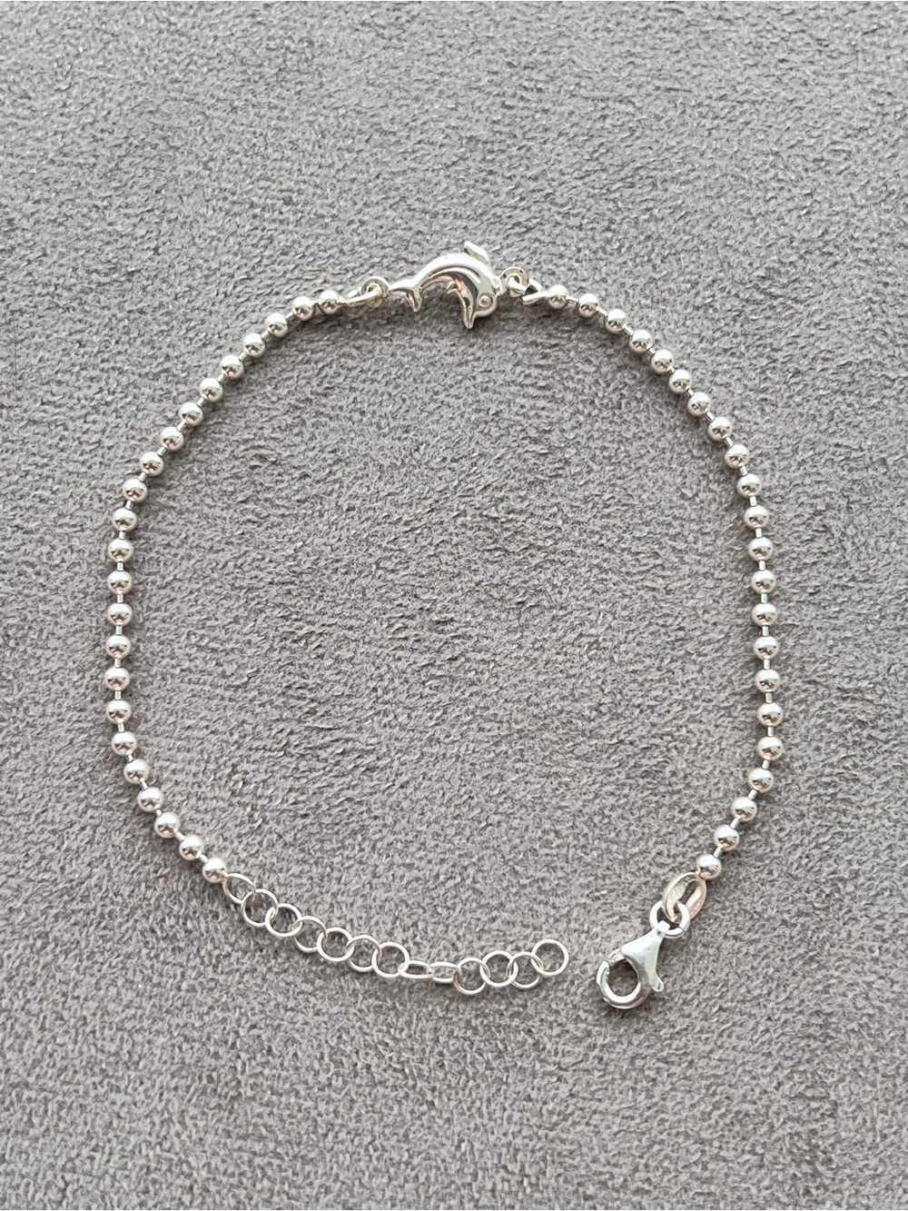 Sterling Silver Beaded Dolphin Adjustable Bracelet